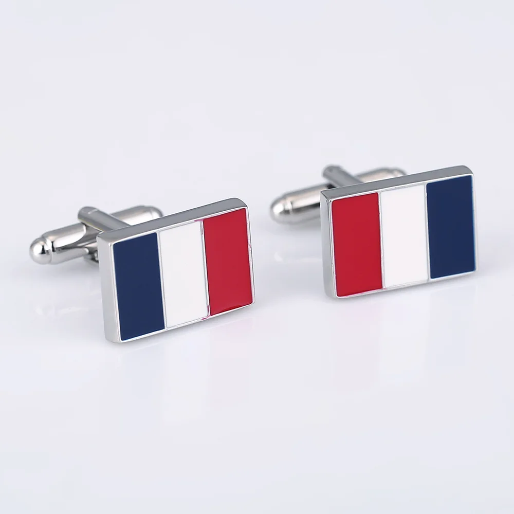 CHUKUI Luxury Men's Cuff Button Copper Material French Flag Cufflinks Fashion Enamel Cuff Links  (5)