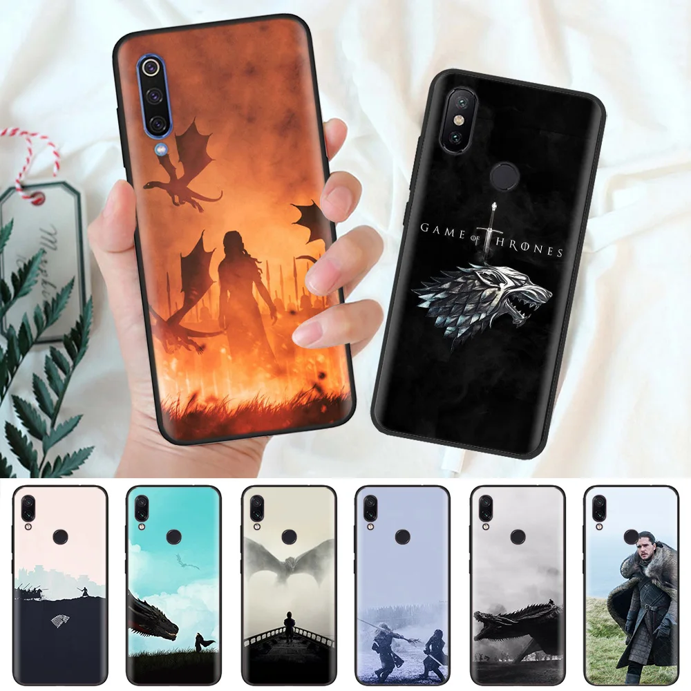 

Black Silicone Case Bag Cover for Xiaomi Mi A1 A2 8 Lite Play Redmi Note 7 6 6A 5 Plus 4X Pro Poco F1 Coque Core Game of Throne