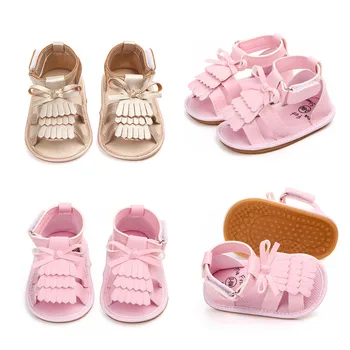 

Princess Summer Toddler Girls Bowknot Tassels Sandals Fashion Soft PU Crib Shoes Sole Prewalker Lovely Newborn baby 0-18 Months