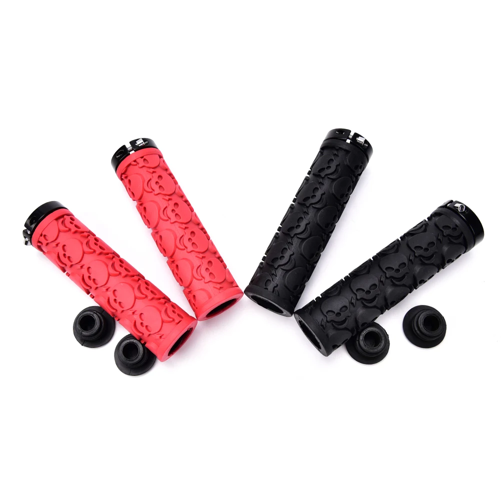1 Pair Rubber Skull Style Bikes Grip MTB Mountain Road Bicycles Lockable Handlebar Grips Parts