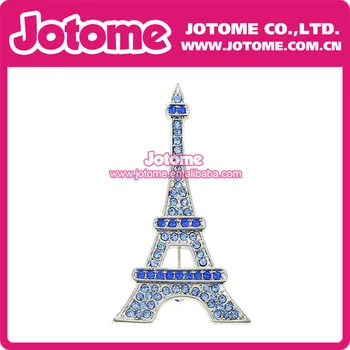 

100pcs/Romantic Rhinstone Paris Eiffel Tower Light Blue Crystal Brooch