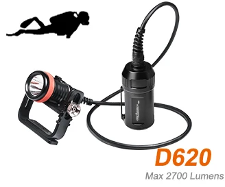 

ORCATORCH D620 Waterproof 2700 Lumens XHP70 LED Underwater 150m with 3 Modes Diving Flashlight Suite Support Professional Diving