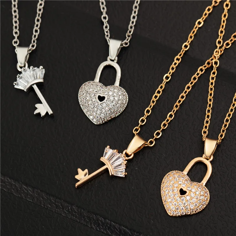 

2pcs/lot Silver&Gold Color Best Friends Forever Key Lock New Year Christmas Gif for Women Dropshipping Gold Chain bijoux Jewelry