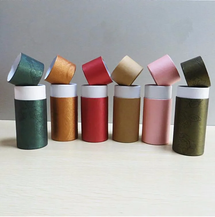 

25pcs/lot Kraft Paper Cardboard Boxes Hard Paper Jar Tube Cylindrical Storage Box Packaging Essential Oils Tube Package Box