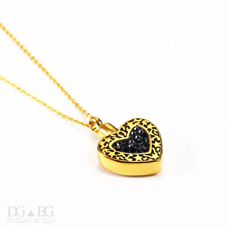 Heart Shaped Necklace Urn Openable Locket Cat Dog Ashes Caskets Pet Cremation Memorial Pendant Keepsake Zircon Jewelry Necklace