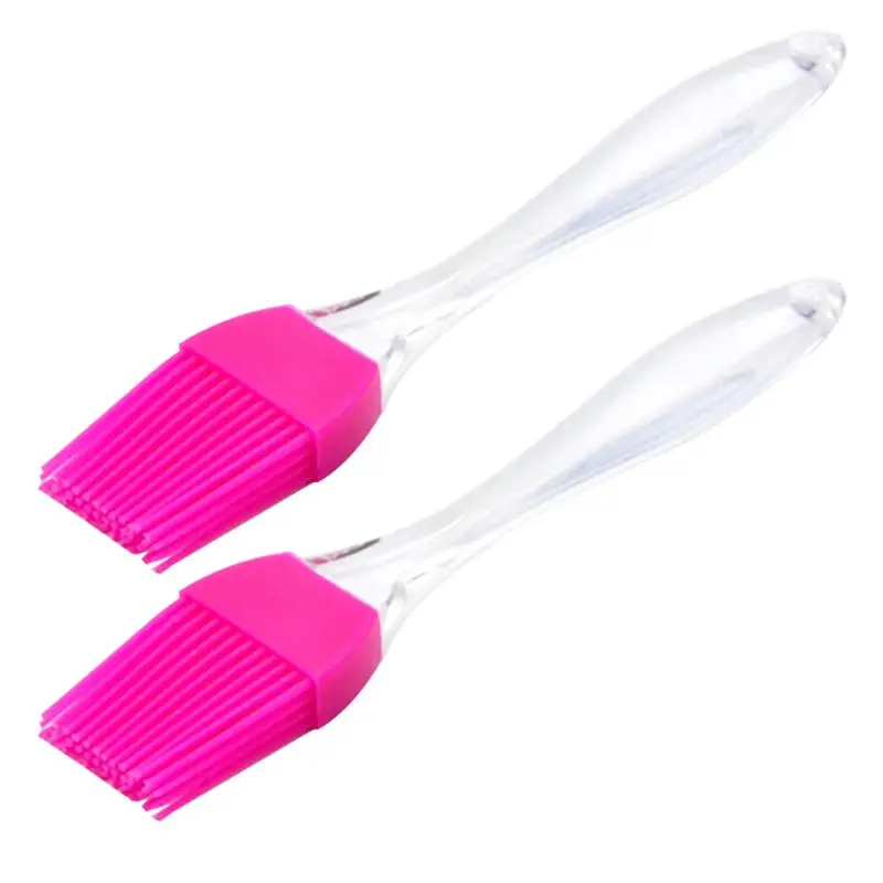 2pcs Heatproof Silicone Brush with Transparent Handle Oil Sauce Cream