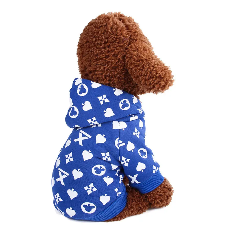 Толстовка с капюшоном для собак домашних животных из хлопчатобумажной ткани с принтом пальто Демисезонный с капюшоном Одежда для собак маленькая хаски, Такса синий и красный цвета костюм Ropa Perro собачьи