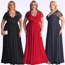 Robe De Soiree черные вечерние платья больших размеров Элегантные платья трапециевидной формы с v-образным вырезом и коротким рукавом кружевные длинные официальные свадебные вечерние платья