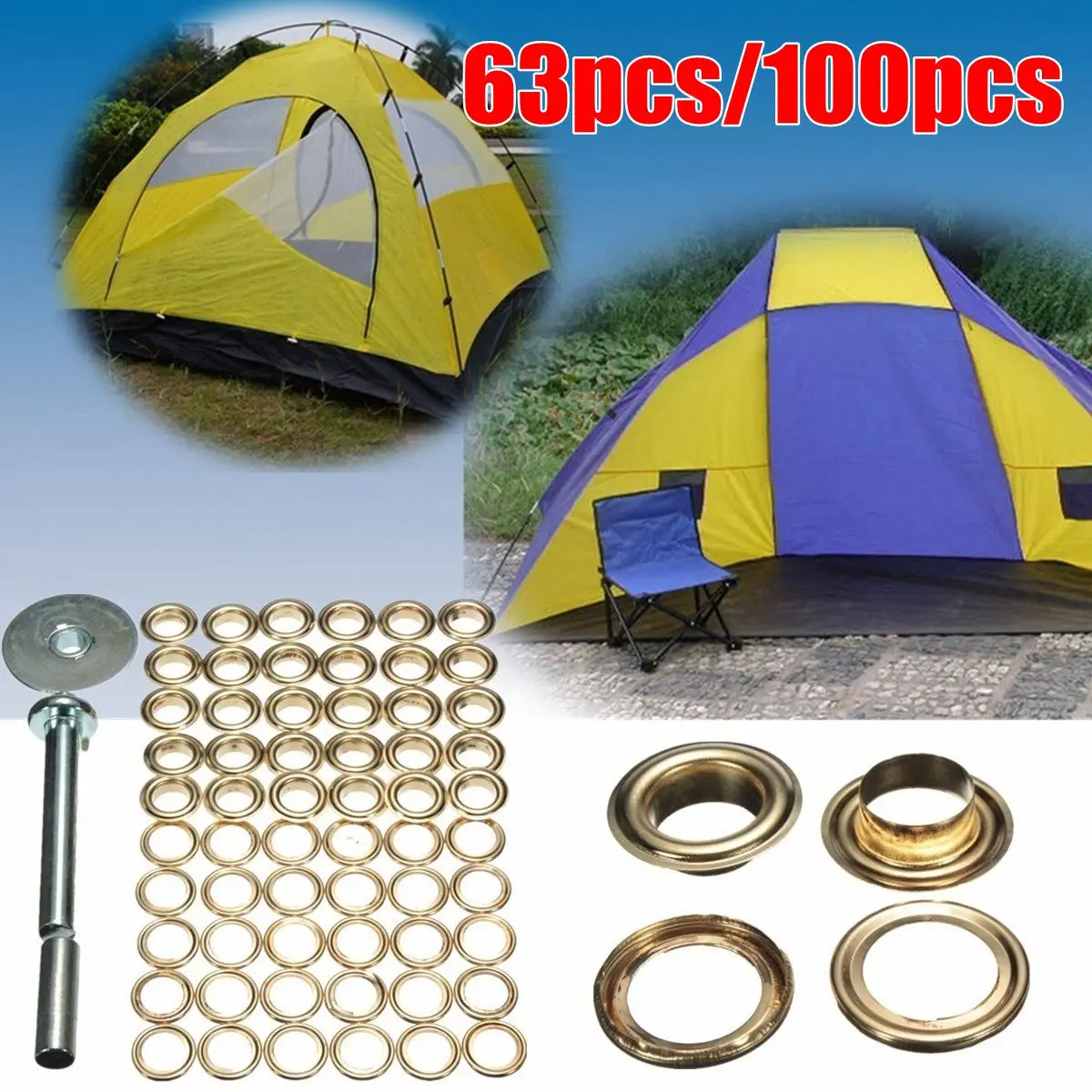 

63pcs Tarpaulin Buckle Corn Deduction Canvas Ring Repair Tool Kit
