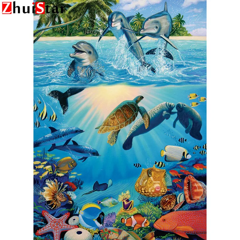 5D DIY Diamond Painting Animal Embroidery Ocean World Full Square Mosaic Cross Decoration Home XY1 | Дом и сад