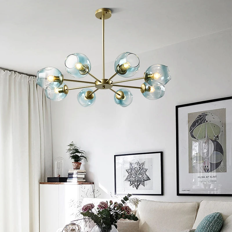 Hot Nordic Hanging Lamp Living Room Modern Led Chandelier Nordic Hanging Lamp Living Room Modern Led Chandelier Bedroom Restaurant Blown Glass Library Gold Lighting