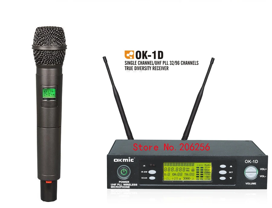 

New OKMIC OK-1D 2H Professional UHF/PLL 32/96 true diversity wireless 2h black Handheld microphone system 863-865MHz