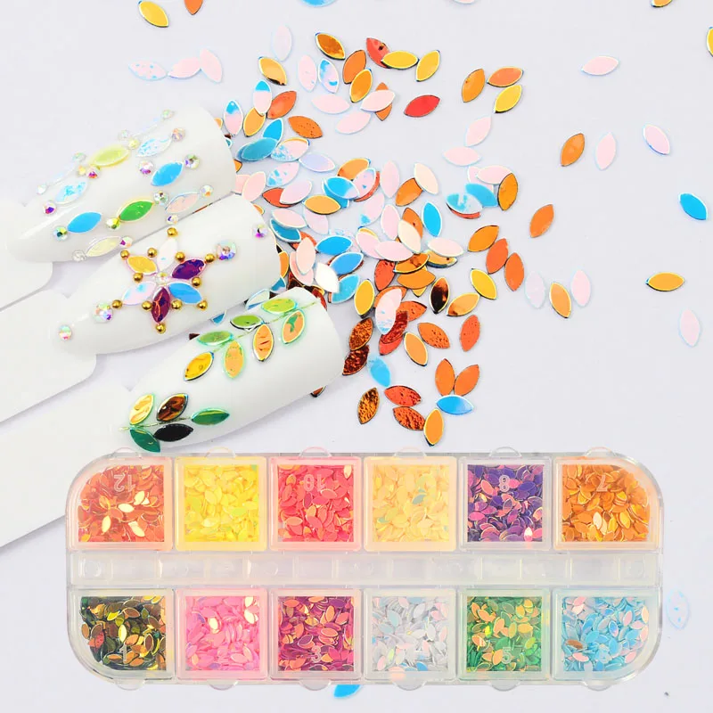 

YZWLE 12 Grids Nail Glitter/Flakes/Mirror Powder 3D Charms Mermaid Irregular Star Round Sequins Dust Set Decoration for Nail