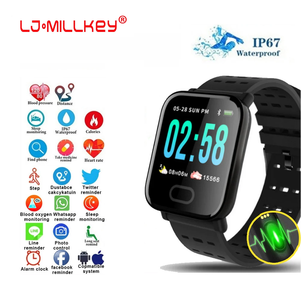 

2019 Smart Watch Men Women Heart Rate Monitor Sport Fitness Tracker Blood Pressure Waterproof SmartWatch Clock IOS Android Phone