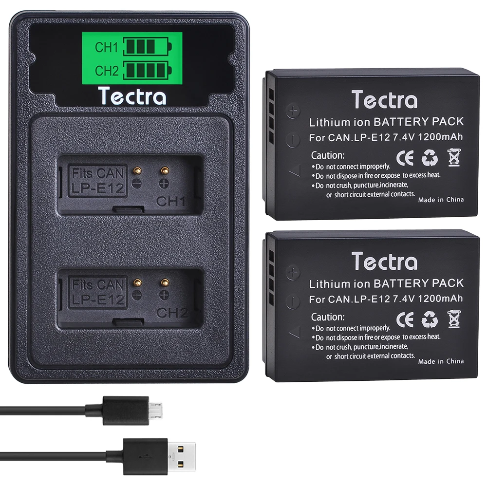 2 шт. LP-E12 LPE12 LP E12 батарея для камеры + ЖК USB Type C зарядное устройство Canon M 100D Kiss X7 Rebel SL1