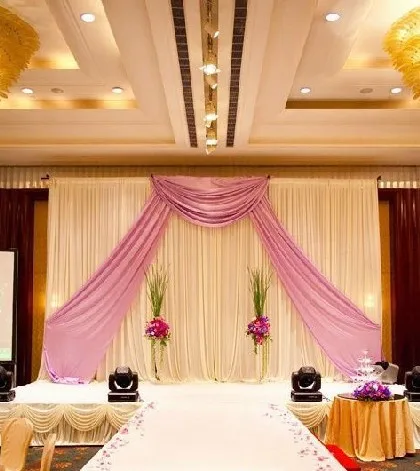 Free Shipping Romantic White With Purple Pipe And Drape For