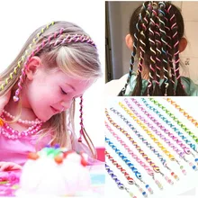 6 шт./лот, радужная повязка на голову, лента для волос с кристаллами, Длинные эластичные резинки для волос для головных уборов, милые девушки, разные цвета, аксессуары для волос