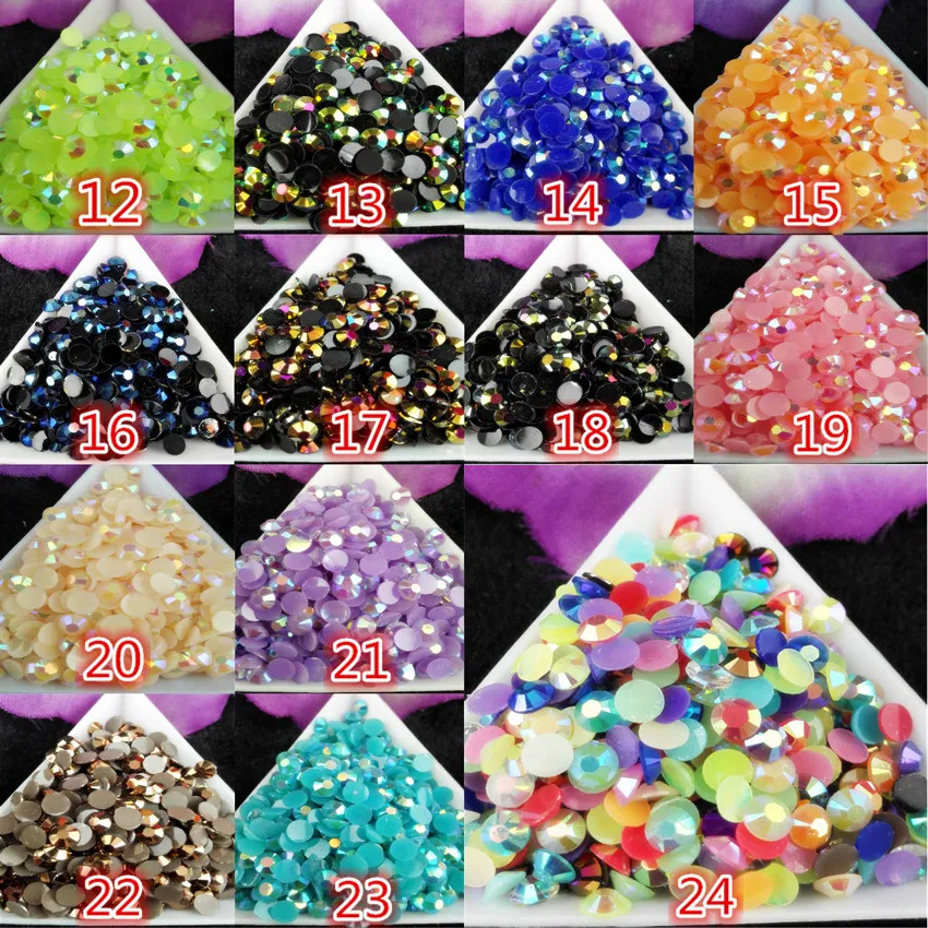 DIY 250 шт./пакет 3D Типсы для дизайна ногтей SS20 5 мм 13 стилей цветные желе ab из смолы