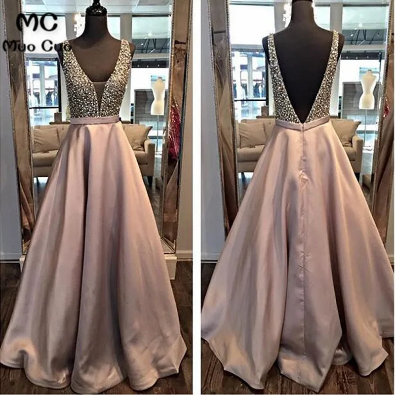 Backless A line Evening Prom Dresses, 2017 Long Party Prom Dress, Custom Long Prom Dress, Cheap Party Prom Dress, Formal Prom Dress