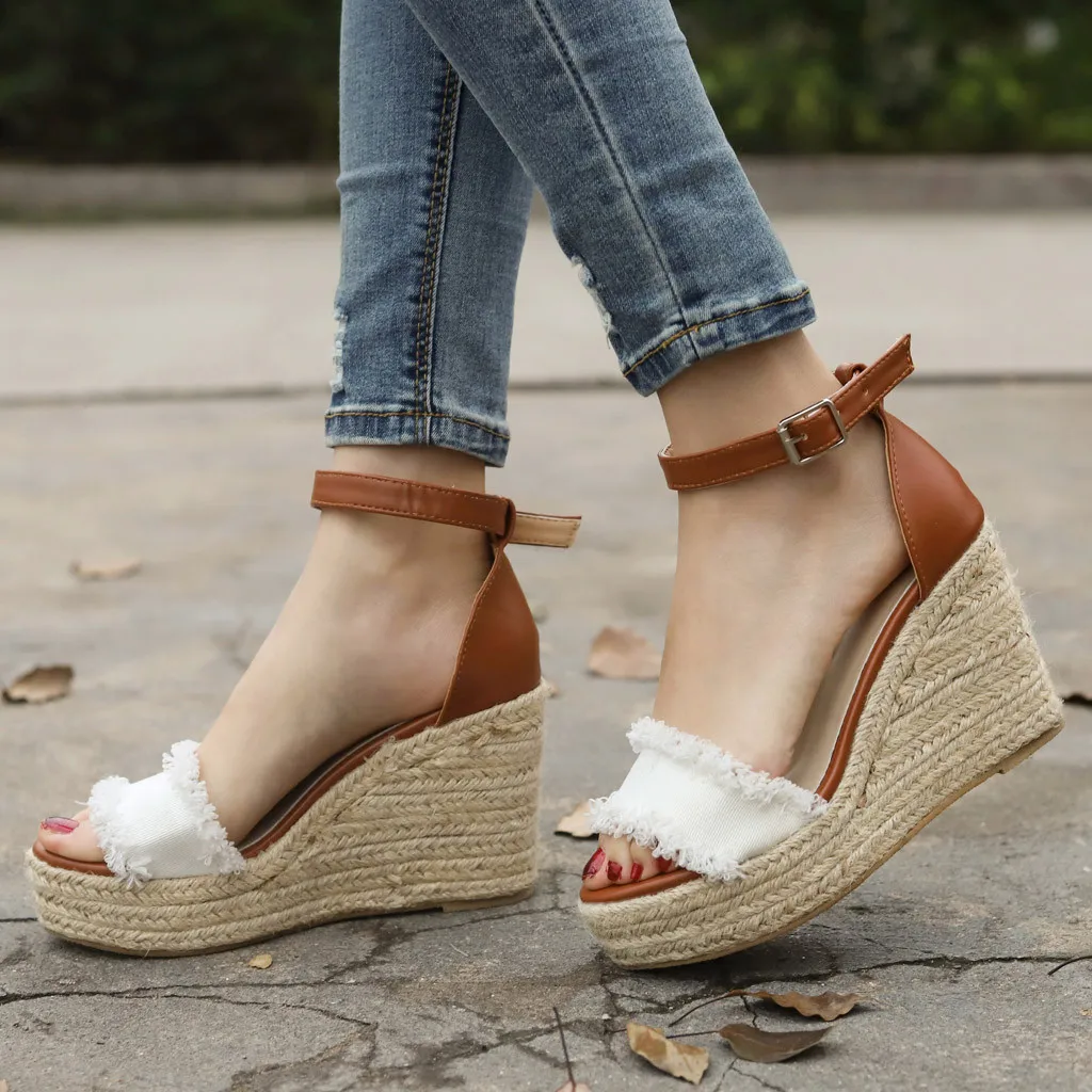 

Women's Sandal Ruffles Shoes Woman wedge Summer Shoes Lace-up Ankle Strap Sandalias Mujer 2018 sandalias mujer plataforma #XTN