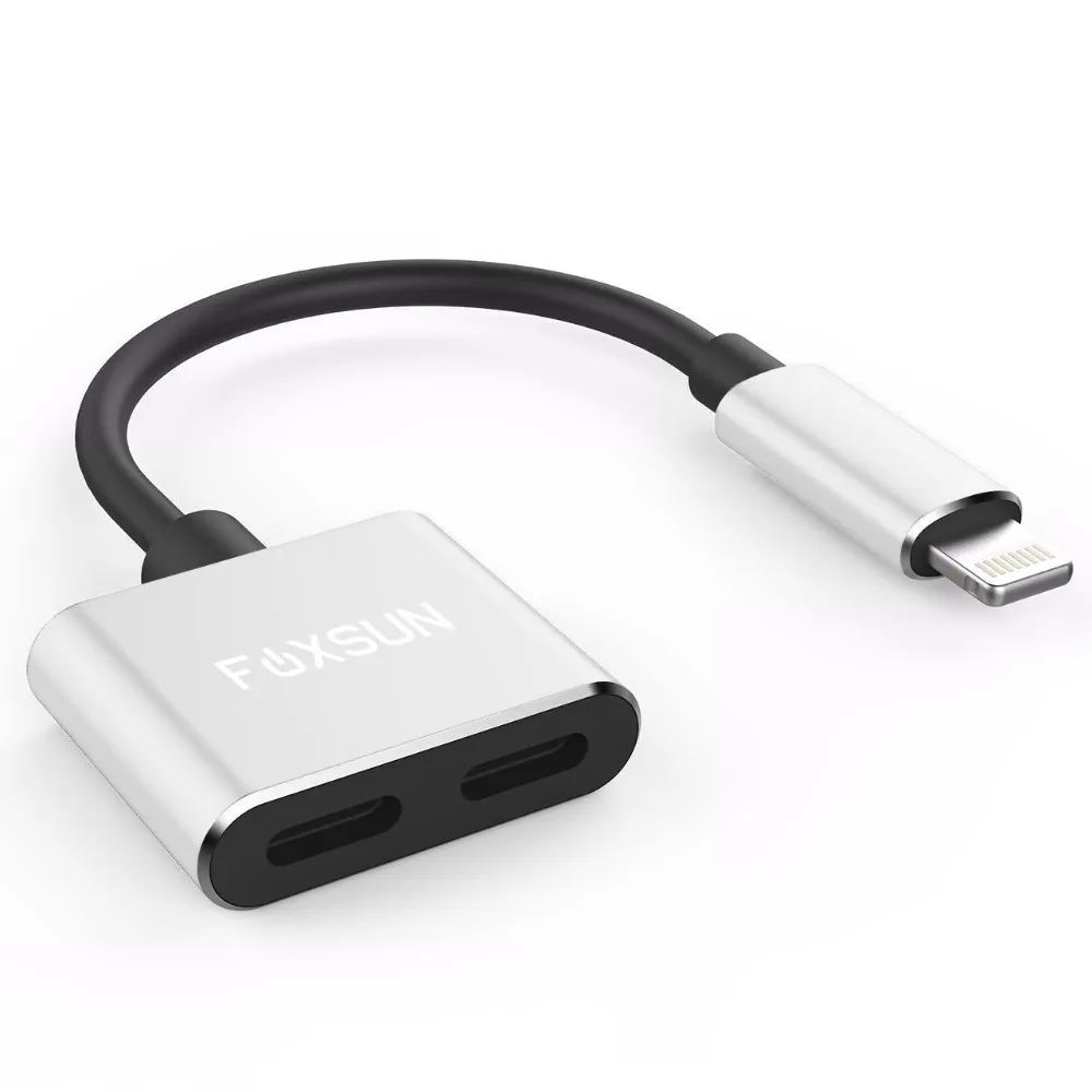 2 in 1 for Lightning Splitter Adapter for iPhone 7 8 X Double for lightning ports Headphone Audio Audio and Charge Adapter