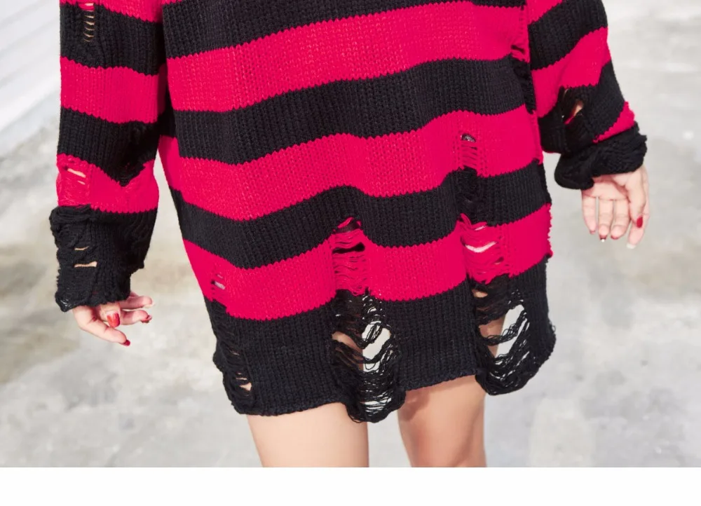 Aolamegs Male Sweatshirt Striped Holes Sweatshirts Pullover Fashion Full Sleeve High Street Streetwear Casual Autumn 2017 Brand (12)