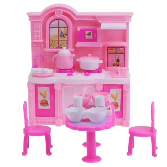 Dollhouse Kitchen Simulation Barbie Furniture Set Dining Table