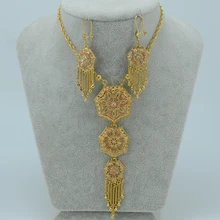 62 CM larga Árabe pendientes del collar de las mujeres de Oro Chapado Joyas de Oriente medio Egipto/Sudán y Nigeria y Etiopía joyería #002612