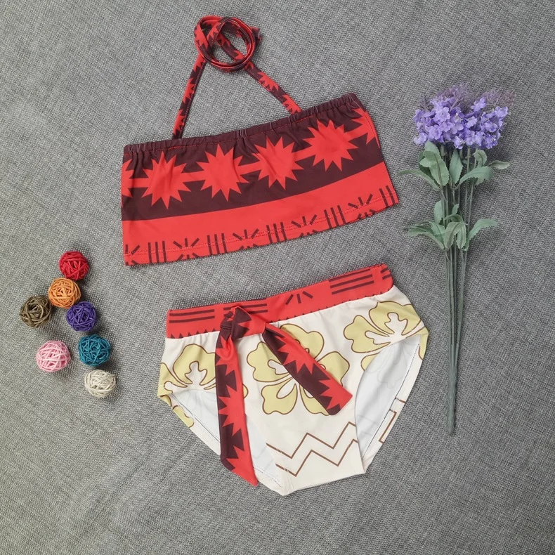 

2018 New baby Girls Floral bikini children swim-wear girls bathing suits swimming Clothes Kid girl Moana Vaiana beachwear dress
