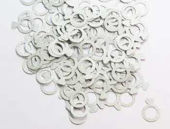 

Silver Glitter Engagement Ring Confetti - 1" Inch Party Decor Wedding Decorations Table decor scrapbook Confettis