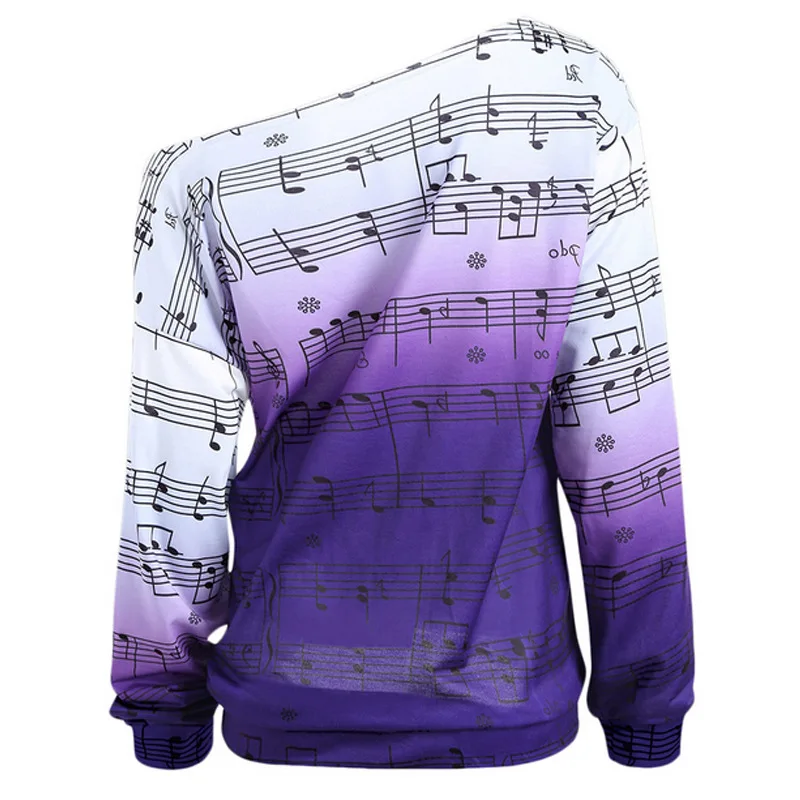 Sweatshirts Women Casual Musical Notes Print Hoodies Pullovers New