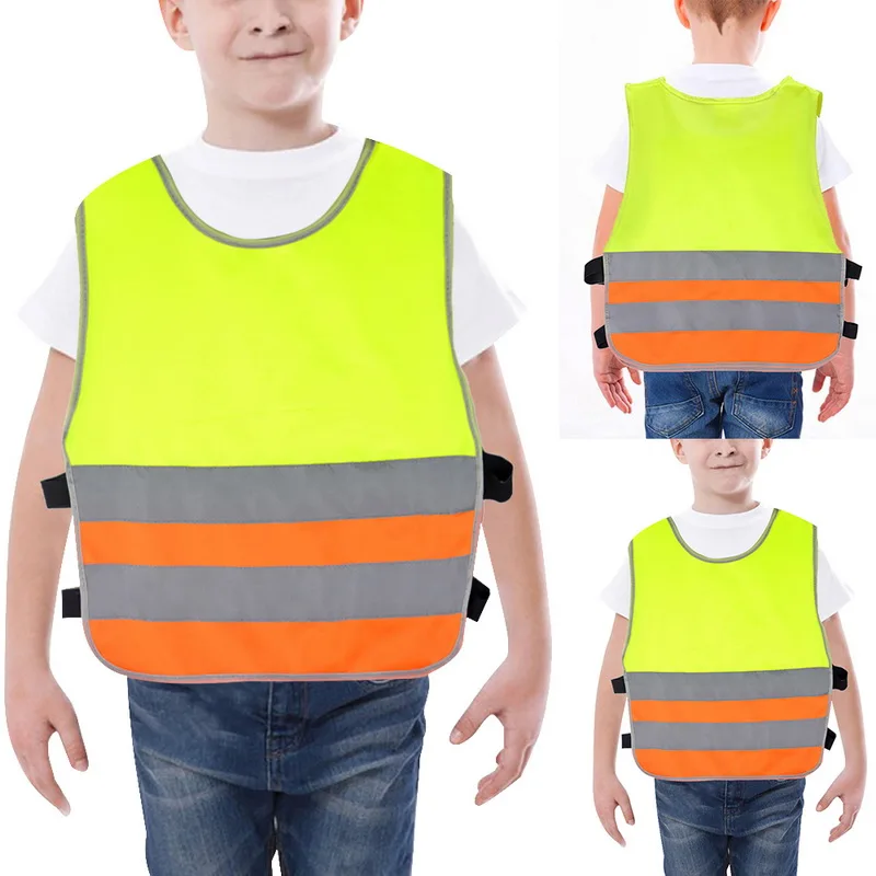 Kids High Visibility Reflective Safety Vest for Costume Running Cycling Size M