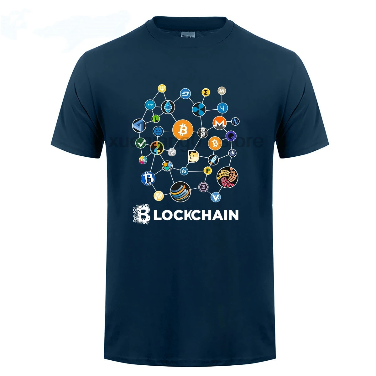 Blockchain Cryptocurrency Bitcoin Ripple Peercoin Qura Factom T Shirt Men 100% Cotton Peercoin Monero Litecoin Ethereum Tee