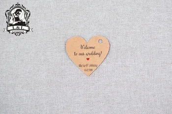 

#12 200 pcs 5x4.637cm kraft/white paper label Heart shape label bachelorette tags personalized tag Label customization