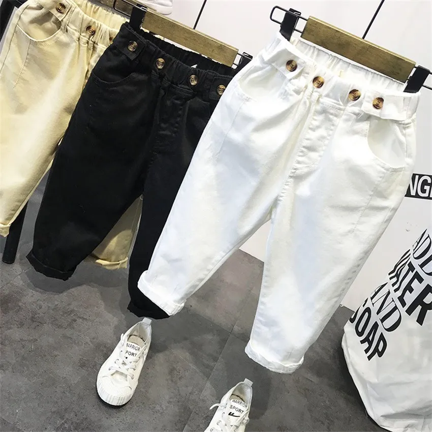 

Kids Pants Fashion Korean Casual Trousers 2 3 4 5 6 Year Toddler Boys Pants Spring Autumn Baby Boy Pants White Black New Arrival