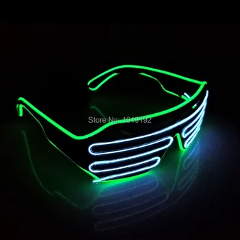 

2020 Factory direct selling El Wire double light flash Shutter Shaped white eyeswear for party christmas festival glasses