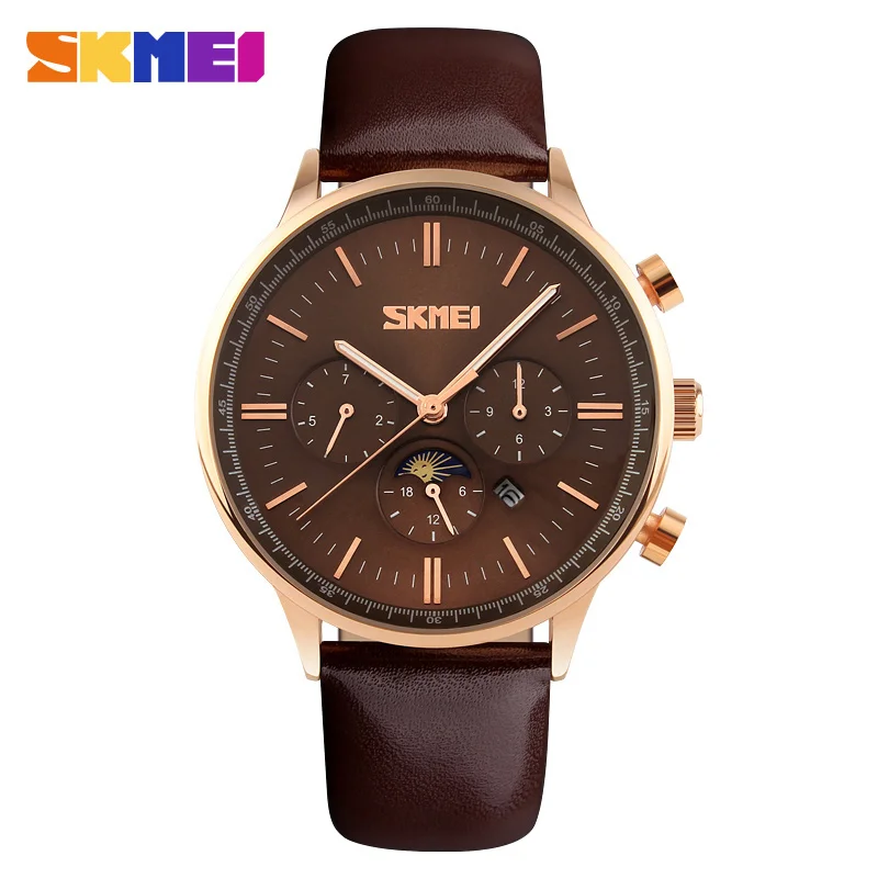 

SKMEI Fashion Quartz Watches Men Top Brand Luxury Business Men's Watch Waterproof Leather Clock Wristwatch Relogio Masculino9117