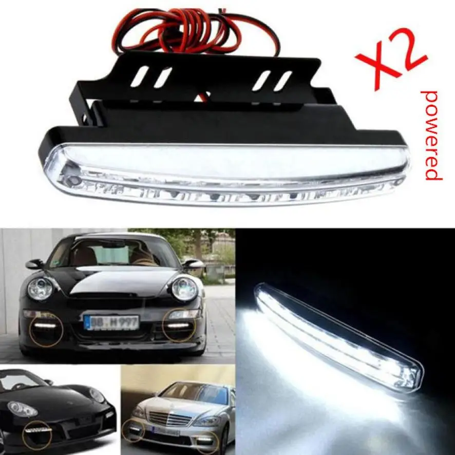 

Kongyide 2pc 8LED Daytime Driving Running Light DRL Car Fog Lamp Waterproof White DC 12V Apr26 Drop Shipping