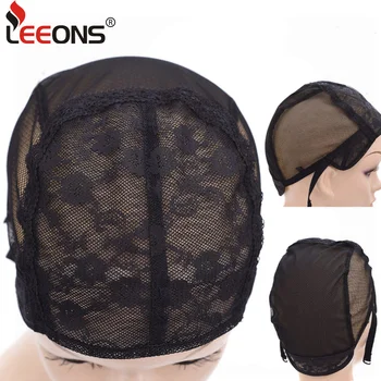 

Leeons Large Wig Caps For Making Wigs Weaving Cap With Adjustable Strap Wig Making Tools S/M/L/XL 1Pcs Black Swiss Lace Hair Net