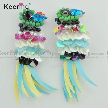 

100% Handworked 8.3*2.7 CM Mix Color Parrot Design Sequin Patches WPHB-007