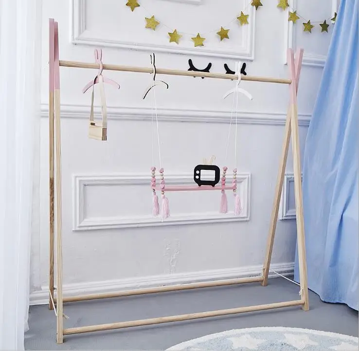 Современный скандинавский декор для детской спальни, настенная подвесная полка из натурального дерева для детских игрушек, органайзер для детской комнаты