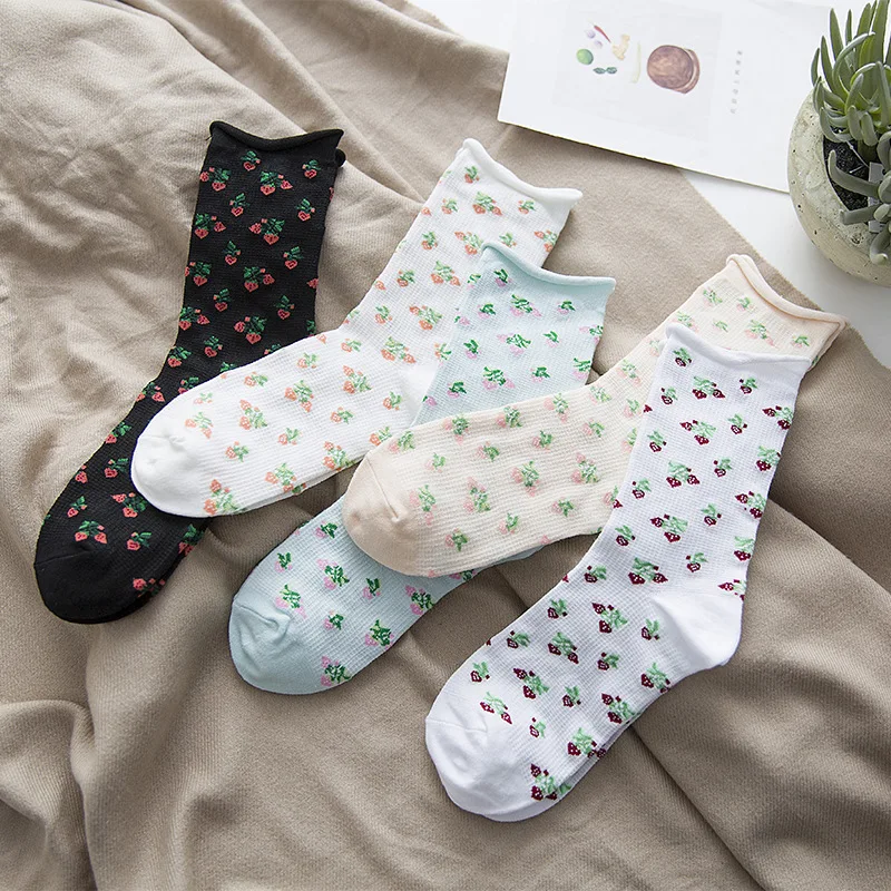 

Fashion Flowers Floral Socks Women Femme Cotton Brand Cute Crew Korean Kawaii Happy Funny Harajuku Novelty Designer Meias Sox