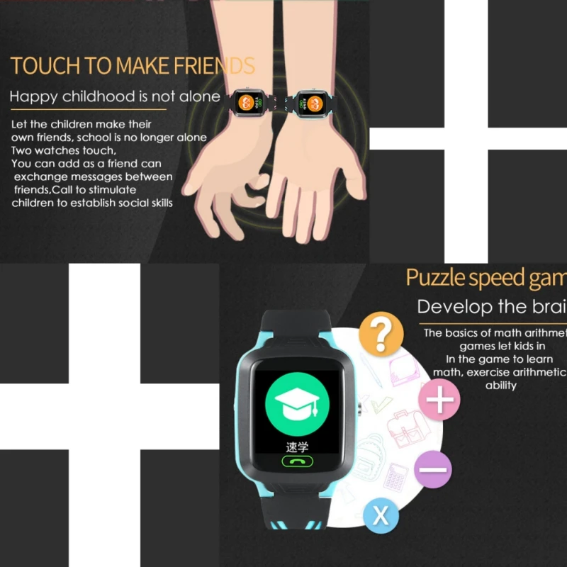  Kinder Smart Uhr IPS Touch Screen GPS Kinder 2G SIM Anrufe Chat Anti-verloren SOS Fernbedienung Sic