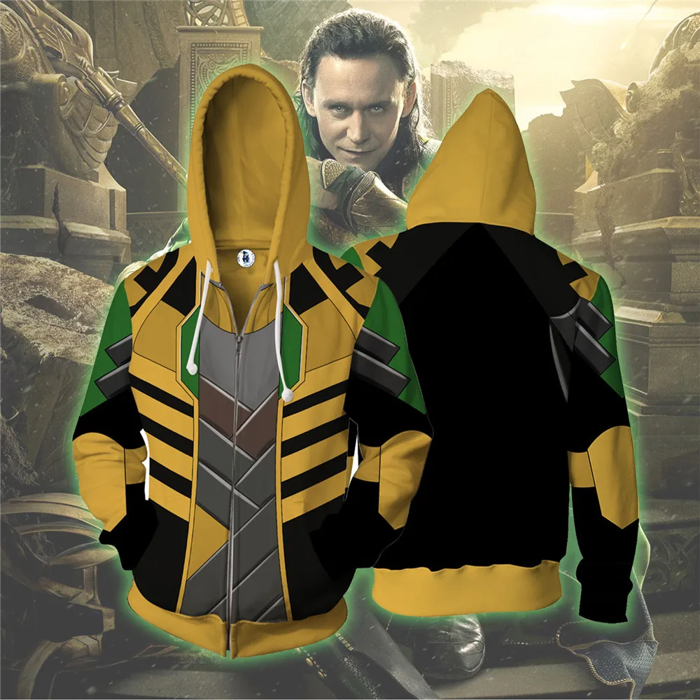 

Avengers: Endgame Costumes Thor Loki Laufeyson Cosplay 3D Digital Printed Long Sleeve Hooded Sweatshirt women men coats jacket
