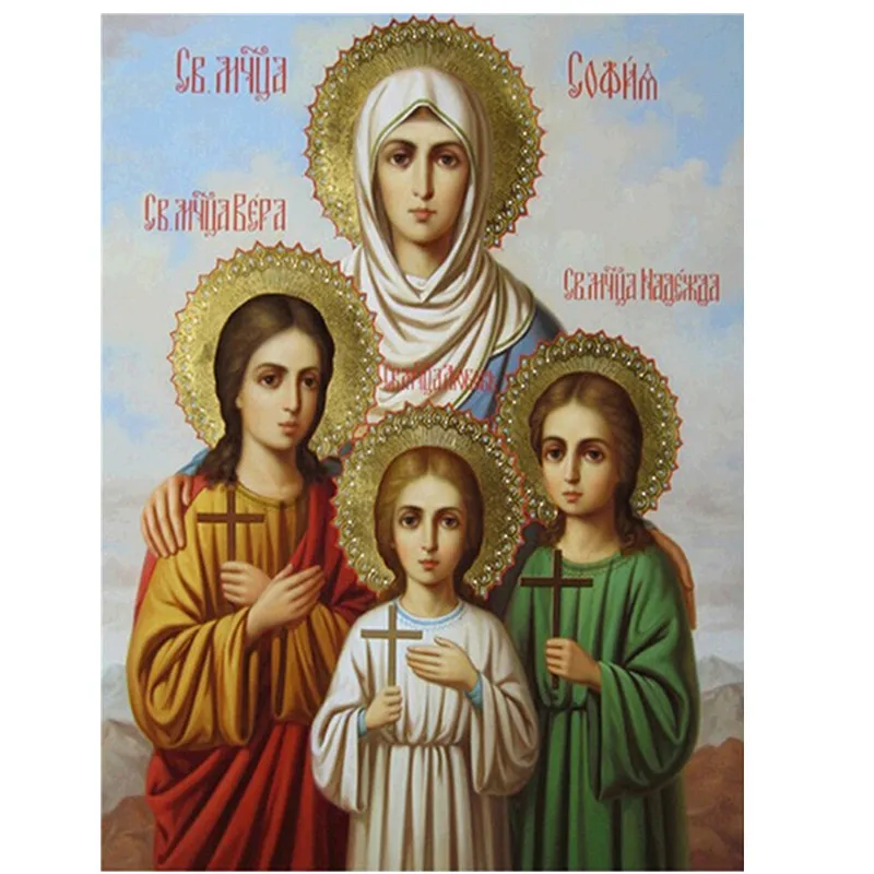 

Diy Diamond Painting Cross Stitch Religion Needlework 5D Diamond Embroidery Religious Lady and Kids Round Resin Picture