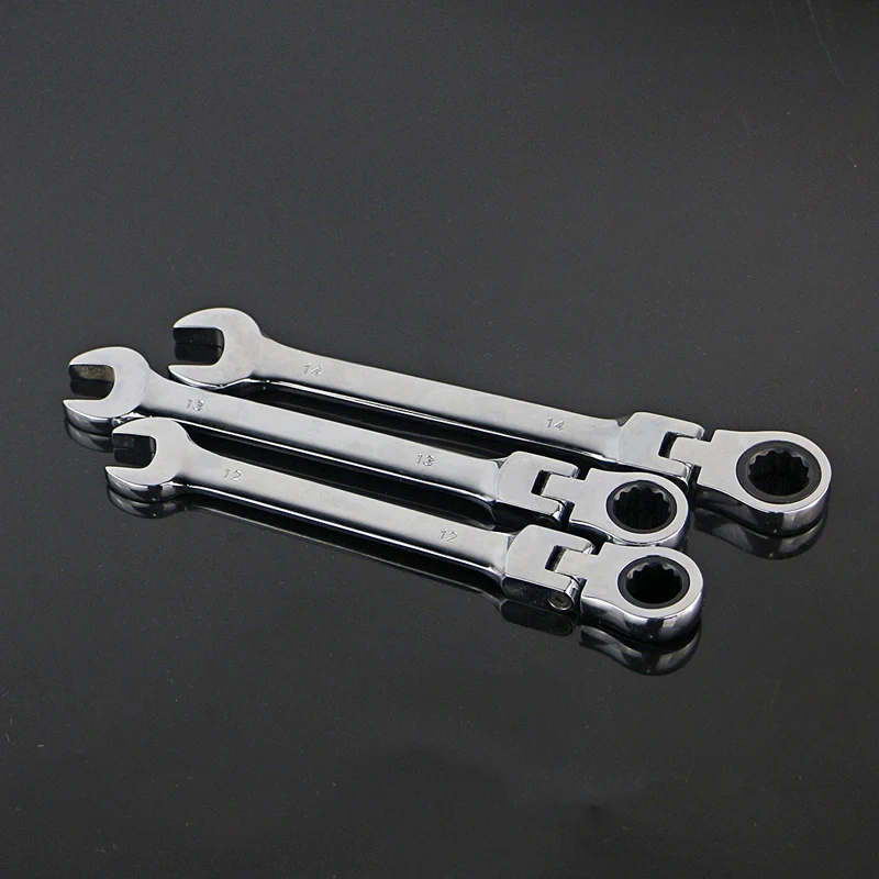 8 llave combinada de cabeza fija con trinquete m/étrico Llave de carraca 13 mm llave m/étrica de trinquete de cabeza flexible con extremo abierto y herramienta de anillo