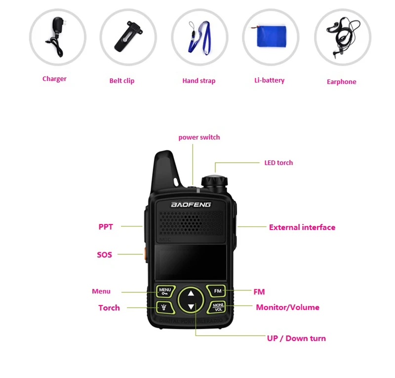 PTT Baofeng BF-T1 New Portable radio new MINI Walkie Talkie Dual Ham radio communicador Transceiver USB Interphone two way radio (13)
