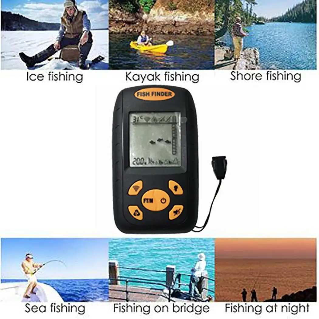 

Portable Water Depth Temperature Fishing Fish Finder Fishfinder Designed for amateur and professional fishermen.