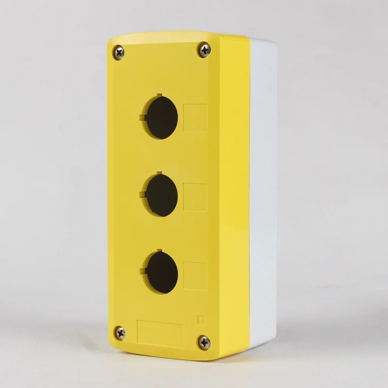YOLO 22 мм станция управления пластик 3 отверстия желтая белая кнопка swith корпус 3 отверстия кнопочный переключатель коробка
