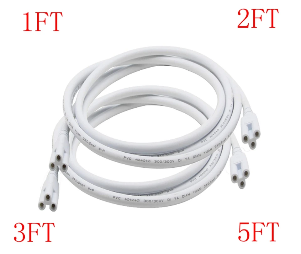 1FT5FT T5 T8 Double End 3Pin LED Tube Connector Cable Wire, T5 T8